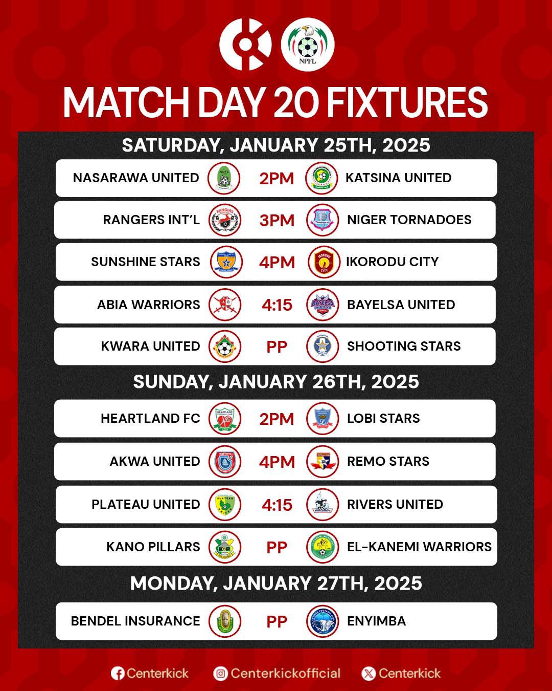 NPFL MATCHDAY 20 PREVIEW